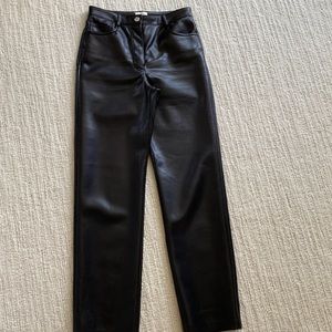 Aritzia faux leather pants.  Size 4. Black. Melina straight leg.